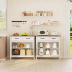 Buffet de cuisine avec 2 tiroirs, meuble de rangement, console de café, meuble d'entrée en bois avec placard à double porte