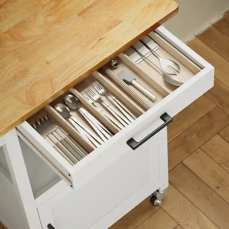 Desserte de cuisine en bois avec tiroirs