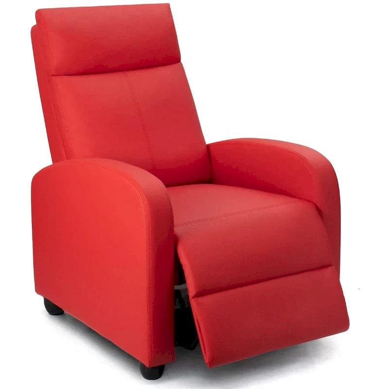 Fauteuil inclinable à dossier basculant en similicuir, marron / noir / gris / kaki / rouge / beige, simple