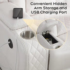 Canapé inclinable électrique avec chargeur sans fil, liseuse pour salon, lumière LED en similicuir, port AC/USB, porte-gobelet, noir