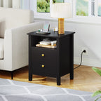 Tables de chevet (lot de 2) avec station de charge, table d'appoint avec 2 tiroirs, ports USB et prises, pour chambre à coucher