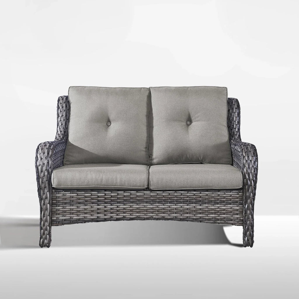 Gymojoy Canapé d'extérieur deux places en rotin Wicker Sofa Set