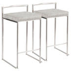 Tabouret de comptoir Silver Orchid Forrest en acier inoxydable empilable et entièrement soudé (lot de 2)