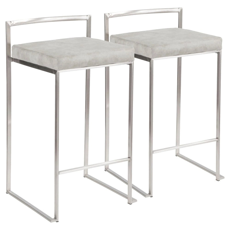 Tabouret de comptoir Silver Orchid Forrest en acier inoxydable empilable et entièrement soudé (lot de 2)