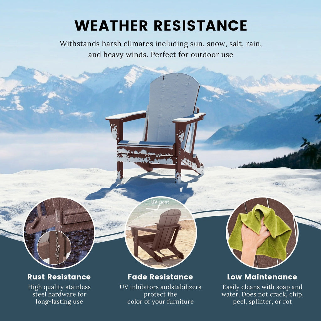 Chaise Adirondack pliante d'extérieur tout temps Polytrends Laguna résistante à la décoloration pour patio