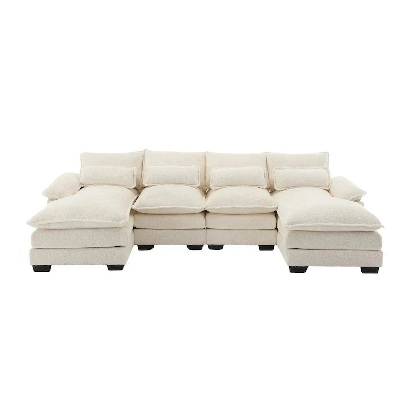 Canapé modulable Cloud pour salon, canapé d'angle moderne en chenille/boucle, canapé convertible modulable confortable avec double méridienne