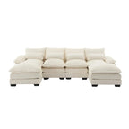 Canapé modulable Cloud pour salon, canapé d'angle moderne en chenille/boucle, canapé convertible modulable confortable avec double méridienne