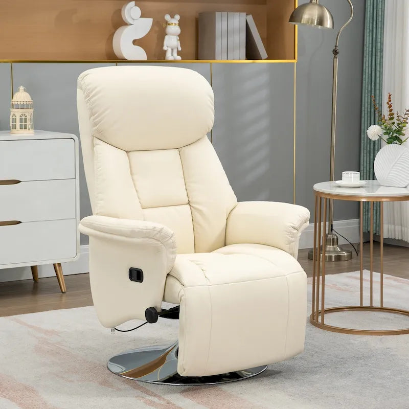 Fauteuil inclinable manuel HOMCOM pour adultes, fauteuil inclinable pivotant réglable avec repose-pieds, accoudoirs rembourrés