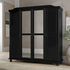 Palace Imports Kyle Armoire 4 portes 100 % en bois massif avec portes en bois massif ou portes miroir