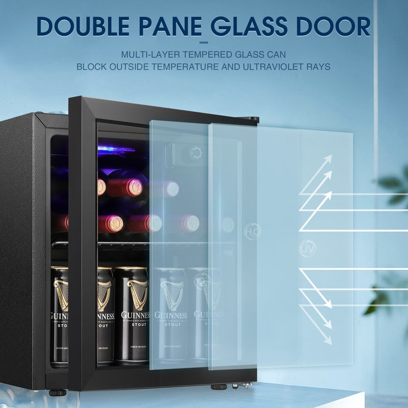 Mini-réfrigérateur de 36,8 litres pour boissons - 48 canettes, 12 bouteilles, porte vitrée, commande par molette