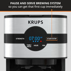 Cafetière numérique 10 tasses, acier inoxydable noir, programmation de l'infusion, pause et service automatiques