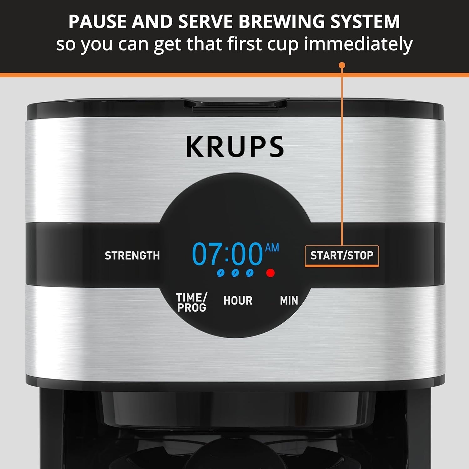 Cafetière numérique 10 tasses, acier inoxydable noir, programmation de l'infusion, pause et service automatiques