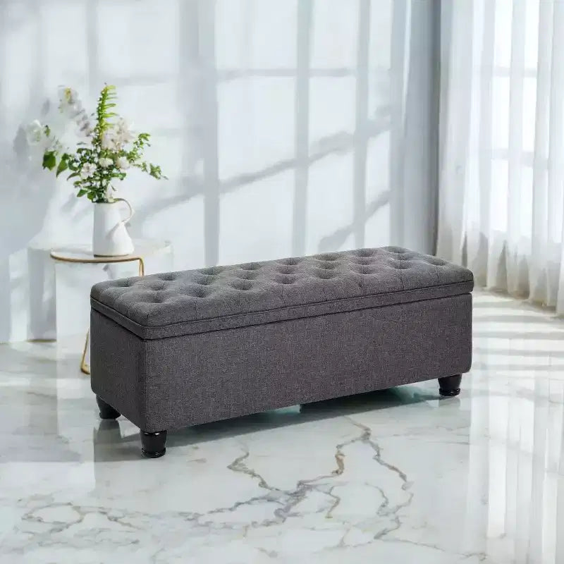 Banc de rangement ottoman, banc de rangement, banc en tissu pour entrée ou chambre, supporte 150 kg pour chambre et salon