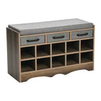 Banc de rangement d'entrée avec 3 tiroirs, 10 compartiments à chaussures et coussin d'assise