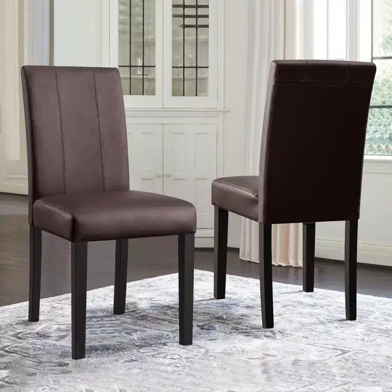 Subrtex Lot de 2 chaises de salle à manger d'intérieur en similicuir, chaises modernes du milieu du siècle pour la maison