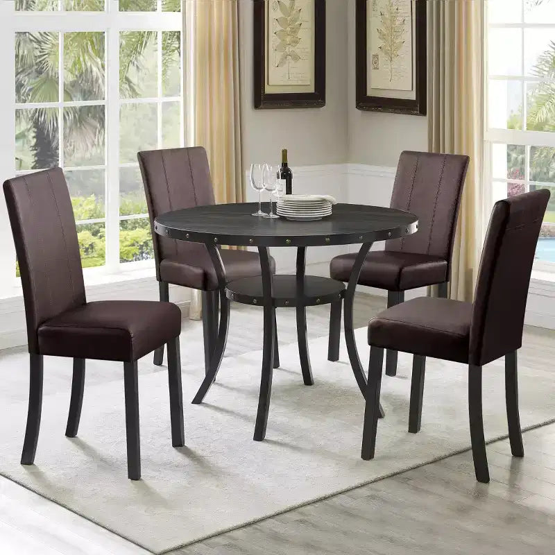Subrtex Lot de 2 chaises de salle à manger d'intérieur en similicuir, chaises modernes du milieu du siècle pour la maison