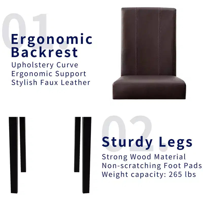 Subrtex Lot de 2 chaises de salle à manger d'intérieur en similicuir, chaises modernes du milieu du siècle pour la maison