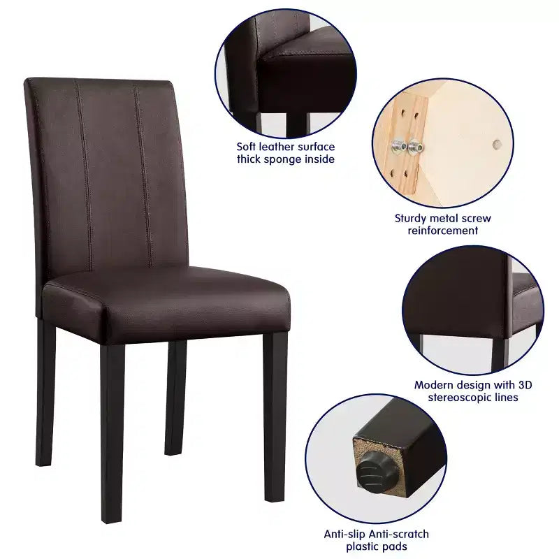Subrtex Lot de 2 chaises de salle à manger d'intérieur en similicuir, chaises modernes du milieu du siècle pour la maison