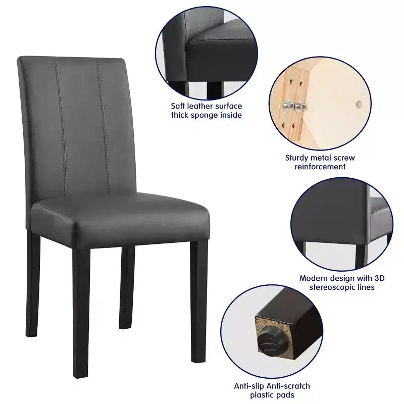 Subrtex Lot de 2 chaises de salle à manger d'intérieur en similicuir, chaises modernes du milieu du siècle pour la maison