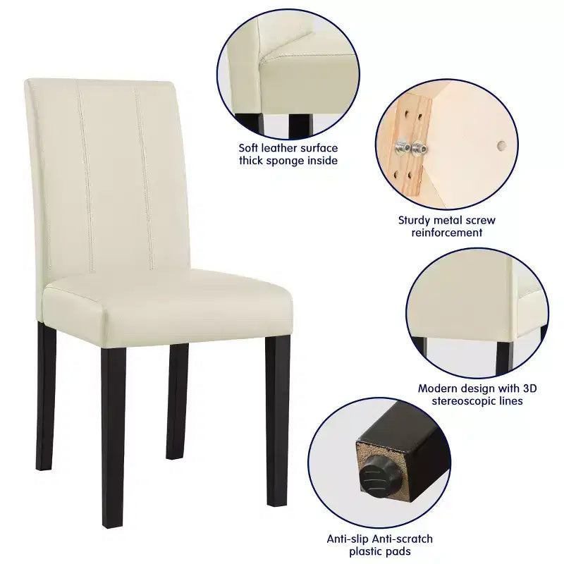 Subrtex Lot de 2 chaises de salle à manger d'intérieur en similicuir, chaises modernes du milieu du siècle pour la maison