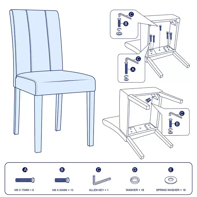 Subrtex Lot de 2 chaises de salle à manger d'intérieur en similicuir, chaises modernes du milieu du siècle pour la maison