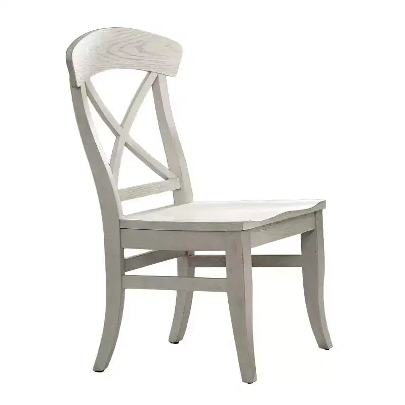 Chaises de salle à manger Roundhill Furniture Harola à dossier croisé, finition blanc fumé, lot de 2