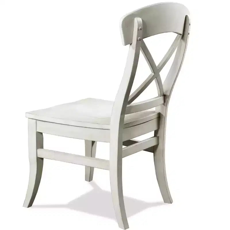 Chaises de salle à manger Roundhill Furniture Harola à dossier croisé, finition blanc fumé, lot de 2