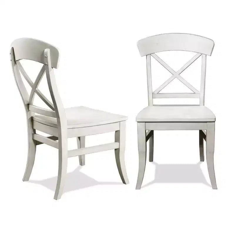 Chaises de salle à manger Roundhill Furniture Harola à dossier croisé, finition blanc fumé, lot de 2