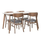 Ensemble de salle à manger GDFStudio Balfern 5 pièces, style moderne du milieu du siècle, en bois et rembourré