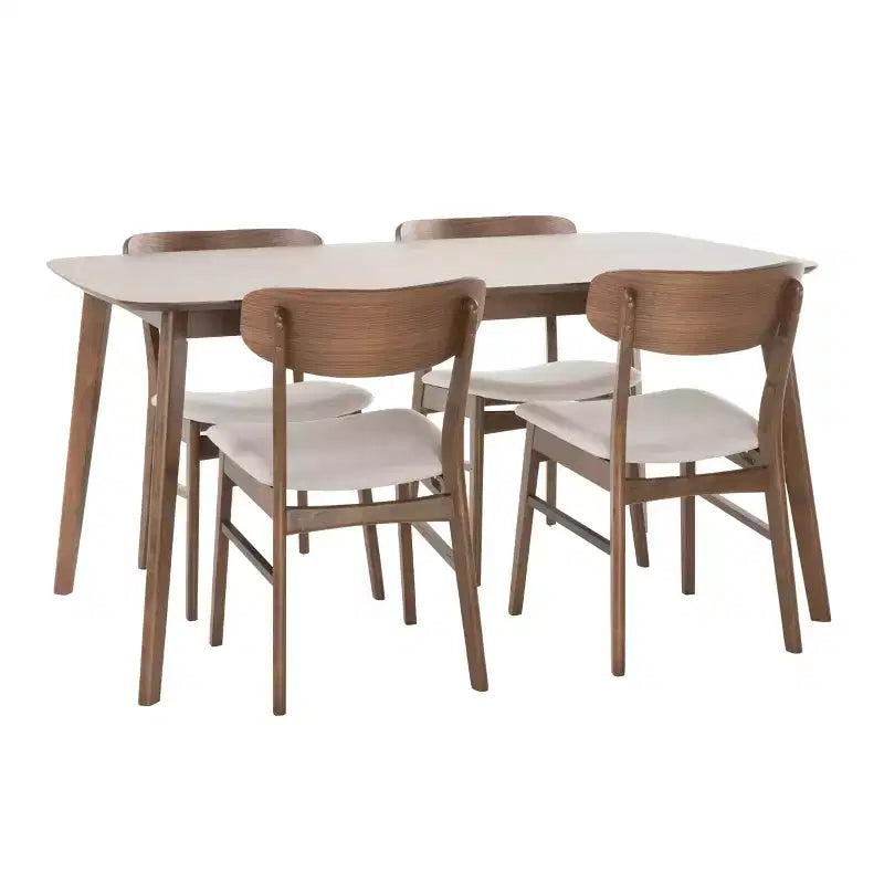 Ensemble de salle à manger GDFStudio Balfern 5 pièces, style moderne du milieu du siècle, en bois et rembourré