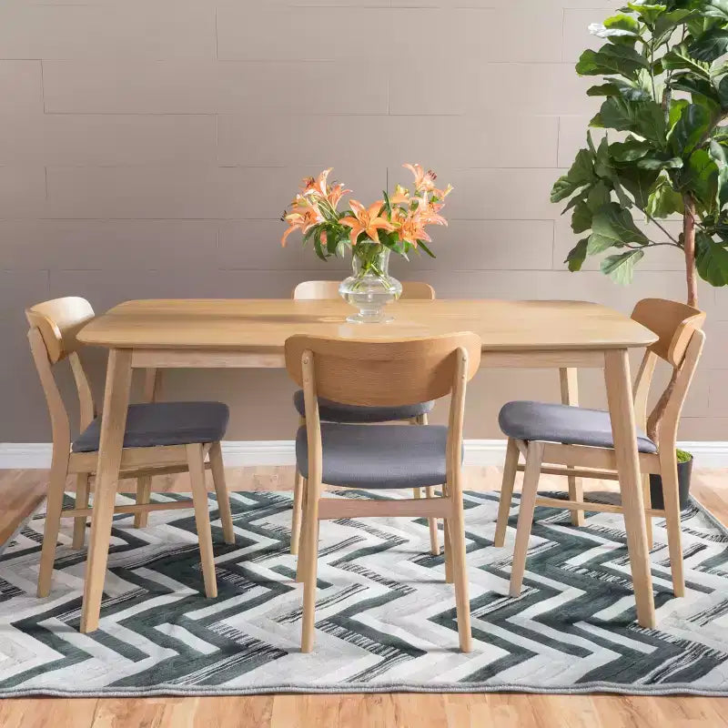 GDFStudio Balfern 5 Pieces Mid Century Modern Upholstered Wood Dining Set