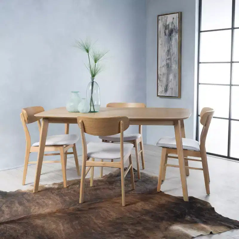 Ensemble de salle à manger GDFStudio Balfern 5 pièces, style moderne du milieu du siècle, en bois et rembourré