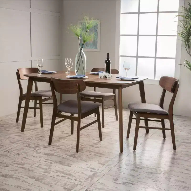 Ensemble de salle à manger GDFStudio Balfern 5 pièces, style moderne du milieu du siècle, en bois et rembourré