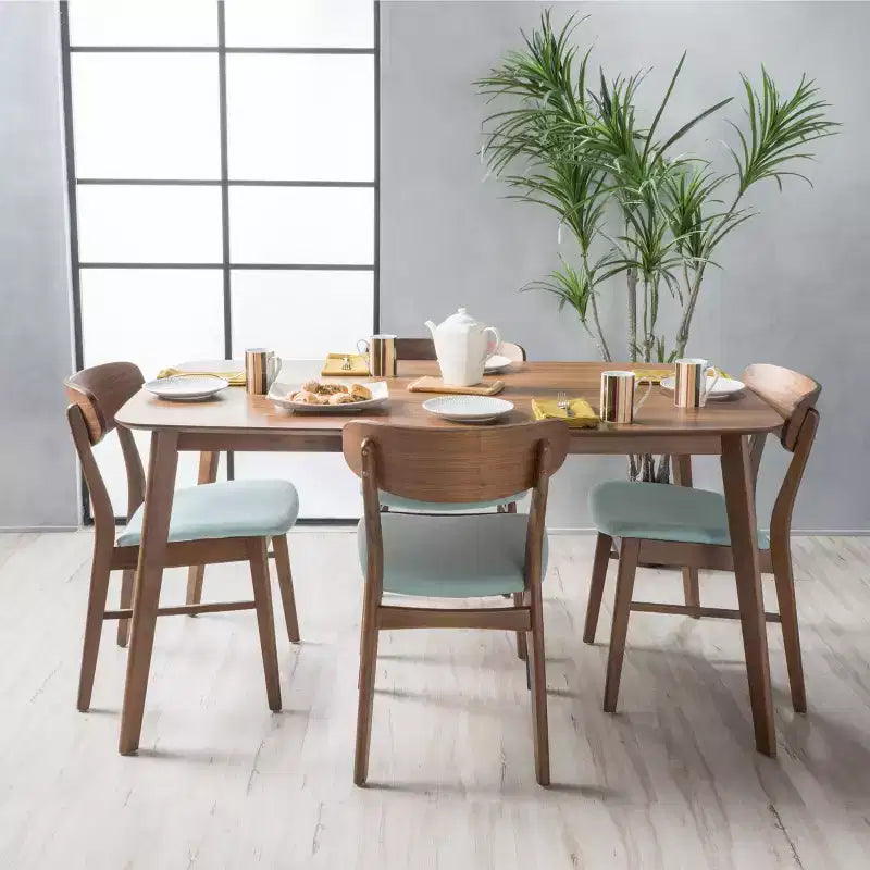 Ensemble de salle à manger GDFStudio Balfern 5 pièces, style moderne du milieu du siècle, en bois et rembourré