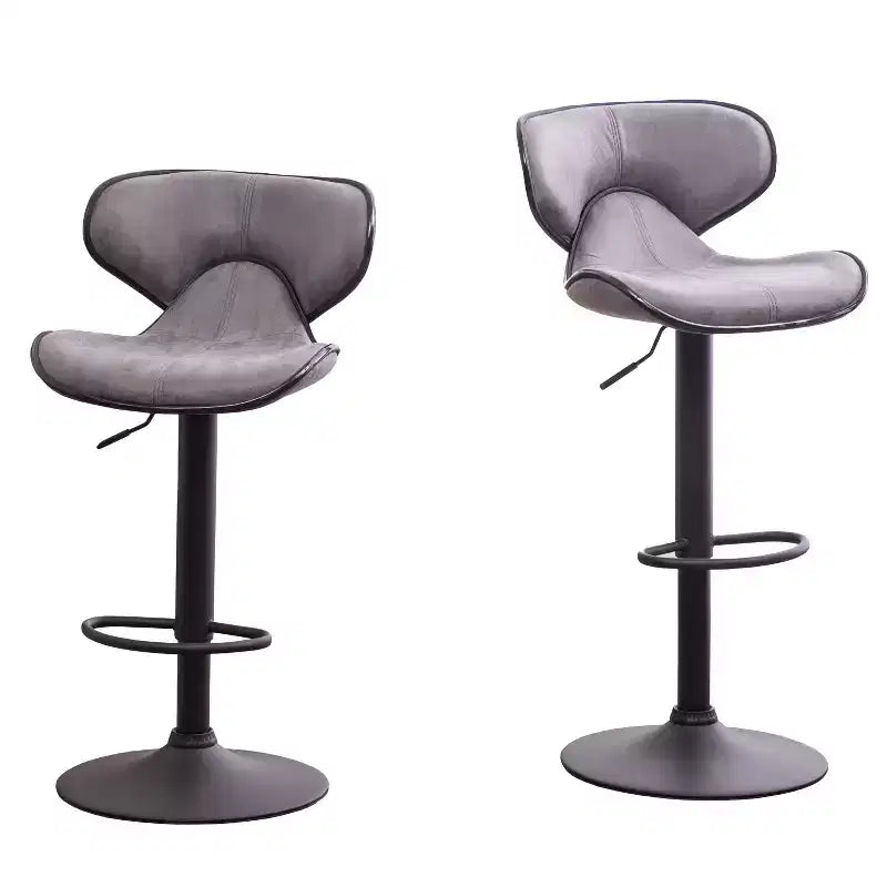 Tabouret de bar pivotant et réglable Roundhill Furniture Masaccio avec base chromée, gris vieilli, lot de 2