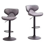 Tabouret de bar pivotant et réglable Roundhill Furniture Masaccio avec base chromée, gris vieilli, lot de 2