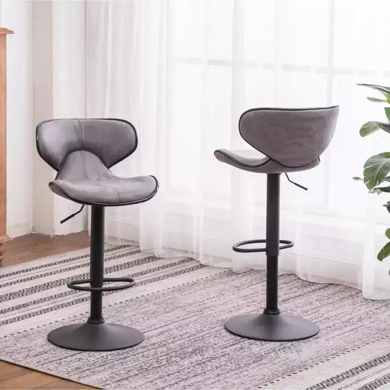 Tabouret de bar pivotant et réglable Roundhill Furniture Masaccio avec base chromée, gris vieilli, lot de 2