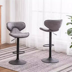 Tabouret de bar pivotant et réglable Roundhill Furniture Masaccio avec base chromée, gris vieilli, lot de 2