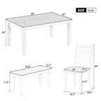 Ensemble de salle à manger Whisen de style rustique 6 pièces avec 4 chaises rembourrées et 1 banc