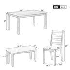 Ensemble de salle à manger Whisen de style rustique 6 pièces avec 4 chaises rembourrées et 1 banc