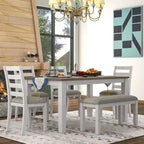 Ensemble de salle à manger Whisen de style rustique 6 pièces avec 4 chaises rembourrées et 1 banc