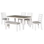 Ensemble de salle à manger Whisen de style rustique 6 pièces avec 4 chaises rembourrées et 1 banc