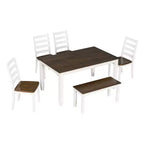 Ensemble de salle à manger Whisen de style rustique 6 pièces avec 4 chaises rembourrées et 1 banc