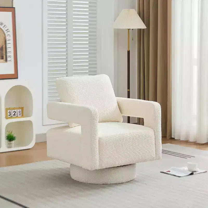 29.13 W Modern Square Swivel Accent Chair, 360 Degree Rotating Arm Chair with Open Back - ModernLuxe