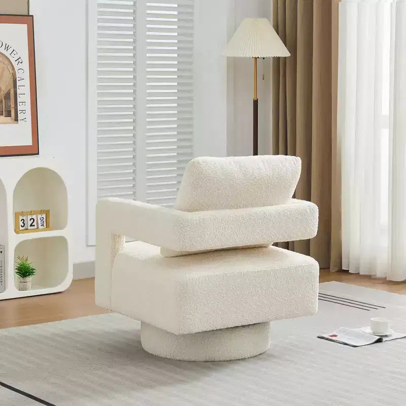 Fauteuil pivotant carré moderne 29,13 W, fauteuil pivotant à 360 degrés avec dossier ouvert - ModernLuxe