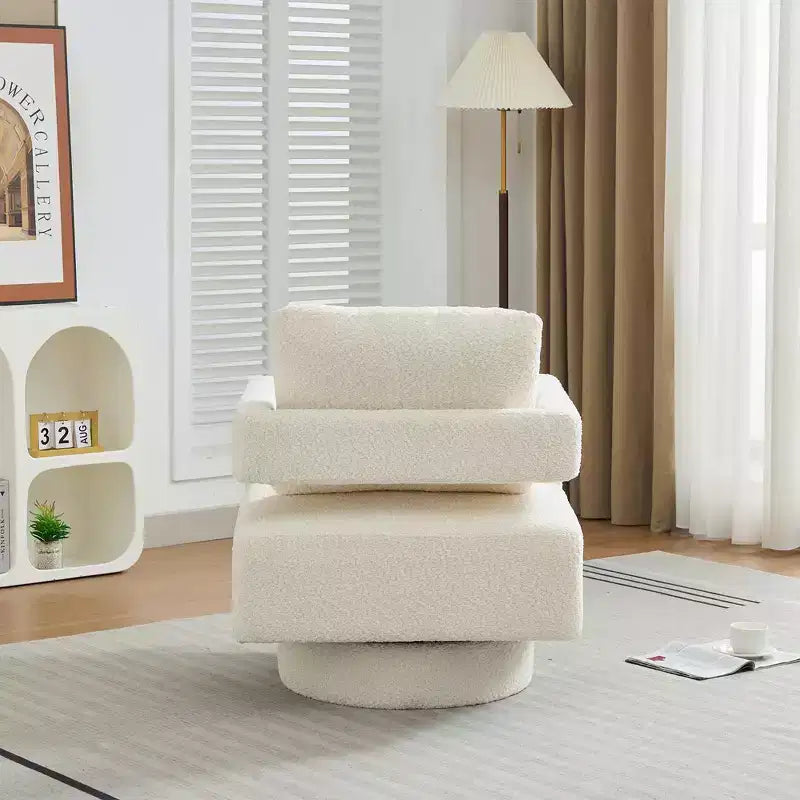 Fauteuil pivotant carré moderne 29,13 W, fauteuil pivotant à 360 degrés avec dossier ouvert - ModernLuxe