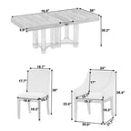 Ensemble de salle à manger extensible Whisen Rustique 7 pièces avec 2 fauteuils et 4 chaises sans accoudoirs