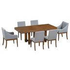 Ensemble de salle à manger extensible Whisen Rustique 7 pièces avec 2 fauteuils et 4 chaises sans accoudoirs