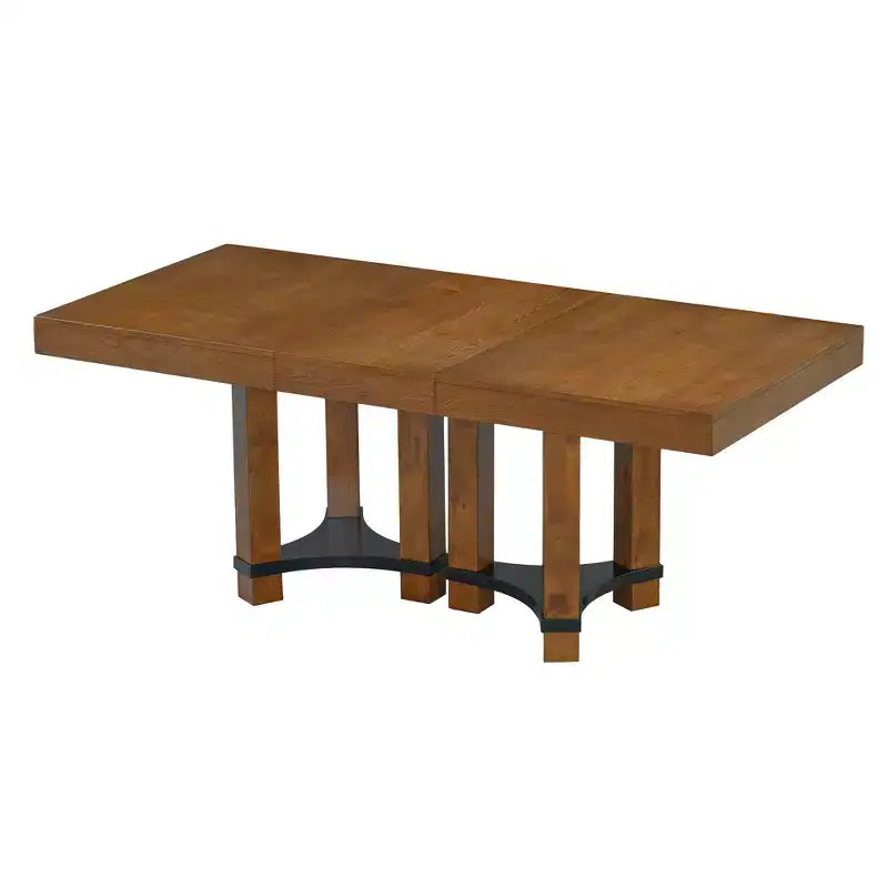 Ensemble de salle à manger extensible Whisen Rustique 7 pièces avec 2 fauteuils et 4 chaises sans accoudoirs