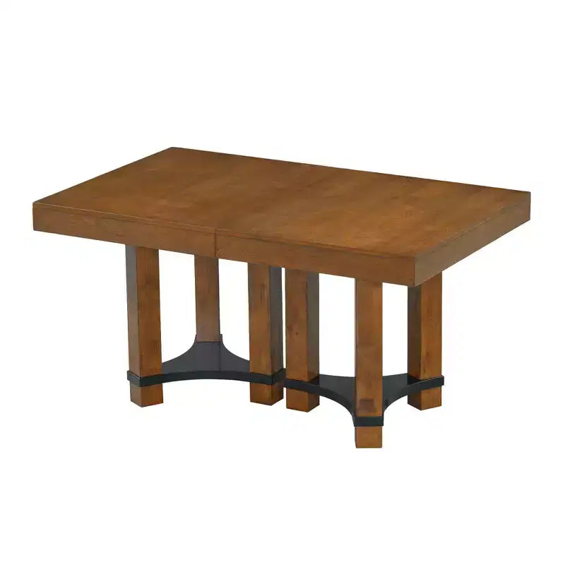 Ensemble de salle à manger extensible Whisen Rustique 7 pièces avec 2 fauteuils et 4 chaises sans accoudoirs